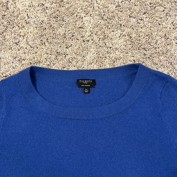 Talbots Blue Audrey Cashmere Sweater Large Petite LP - Picture 3 of 5